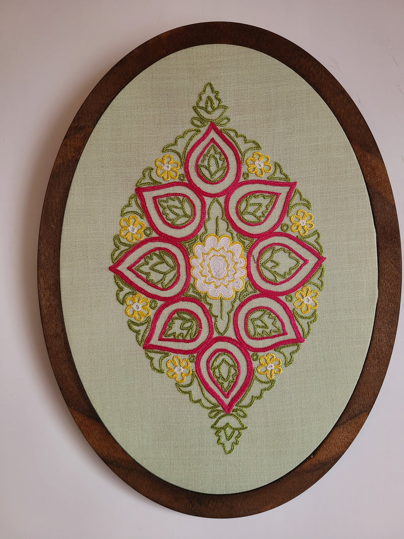 Sod Aari Embroidered Wall Hanging - Tea Green