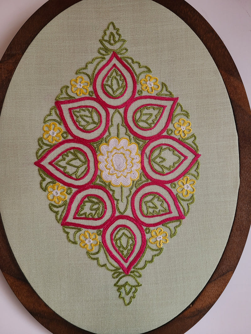 Sod Aari Embroidered Wall Hanging - Tea Green