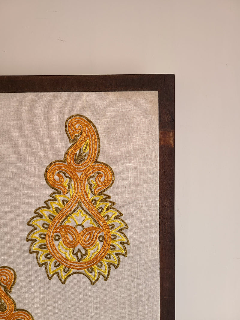 Tasar Aari Embroidered Wall Hanging - Off White