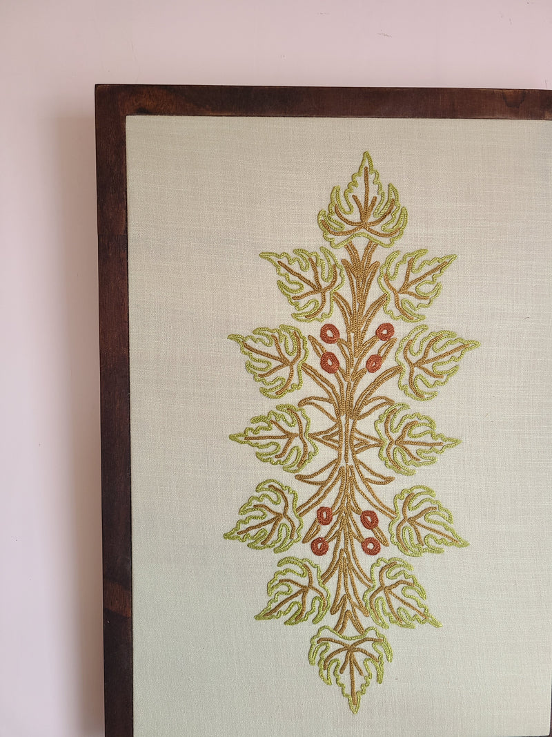 Boni Aari Embroidered Wall Hanging - Tea Green