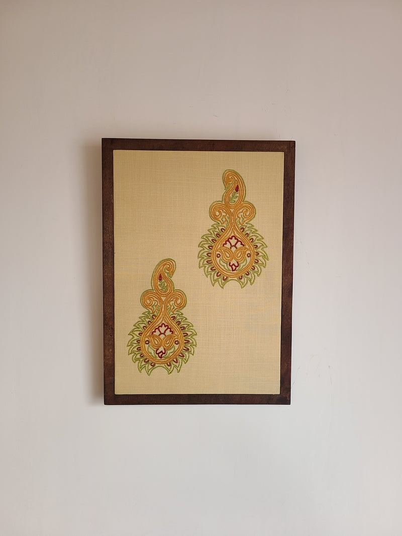 Tasar Aari Embroidered Wall Hanging - Beige