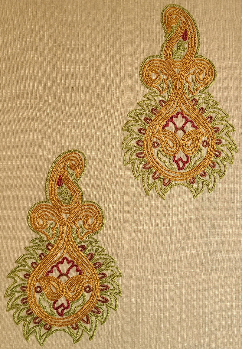 Tasar Aari Embroidered Wall Hanging - Beige