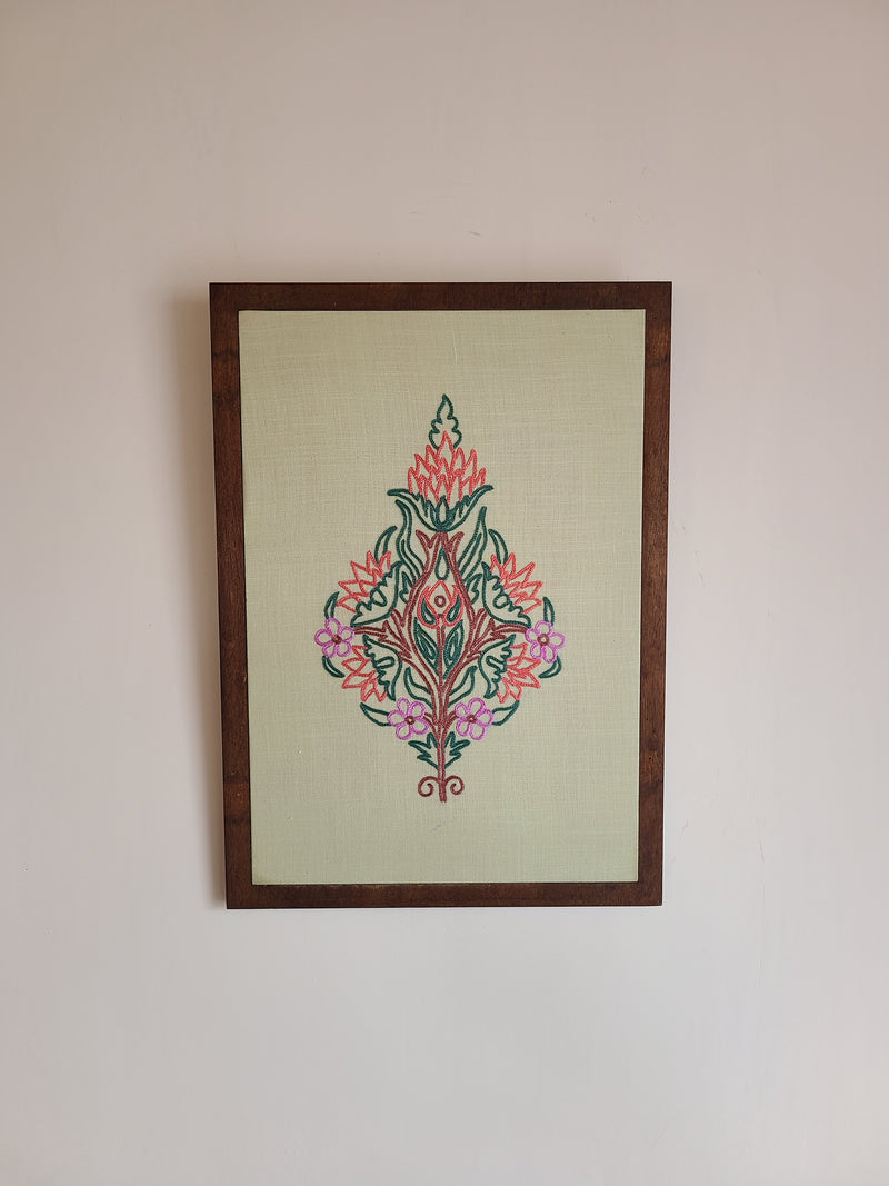 Waer Aari Embroidered Wall Hanging - Tea Green