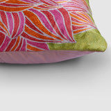 "Lotus Chainstitch Embroidered  Cushion Cover - Pastel "