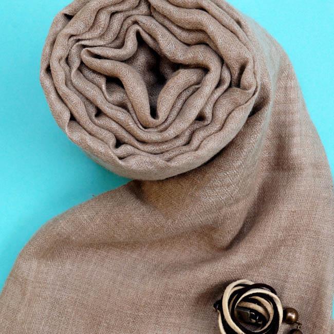 Toasty Brown Classic Handwoven Pure Pashmina Stole - Zaina by CtoK