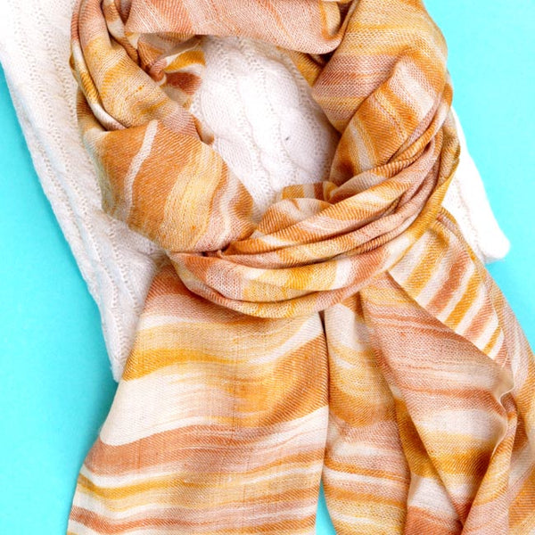 Marigold Ikat Handwoven Pashmina Stole