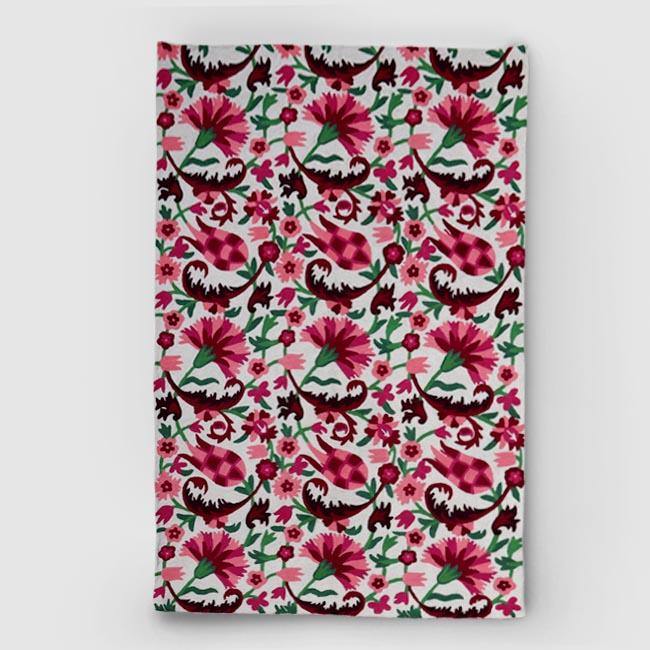 Floral Strings Hand Embroidered Wool Chainstitch Rug - Zaina by CtoK