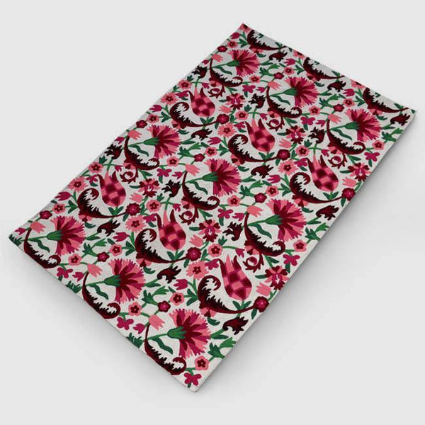 Floral Strings Hand Embroidered Wool Chainstitch Rug - Zaina by CtoK