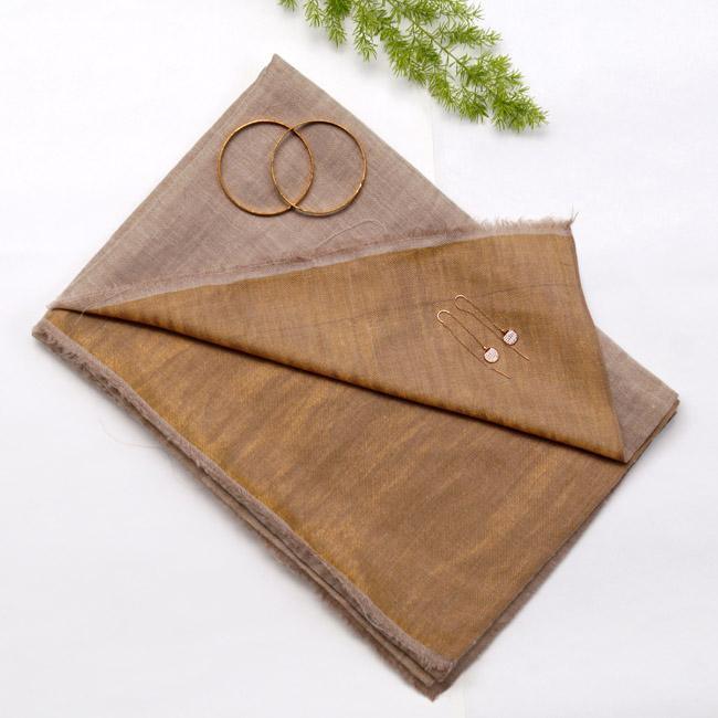 Brown Sugar Pashmina Reversible Shimmer Handwoven Stole - Zaina by CtoK
