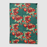Verdant Green And Flaming Orange Hand Embroidered Wool Chainstitch Rug - Zaina by CtoK