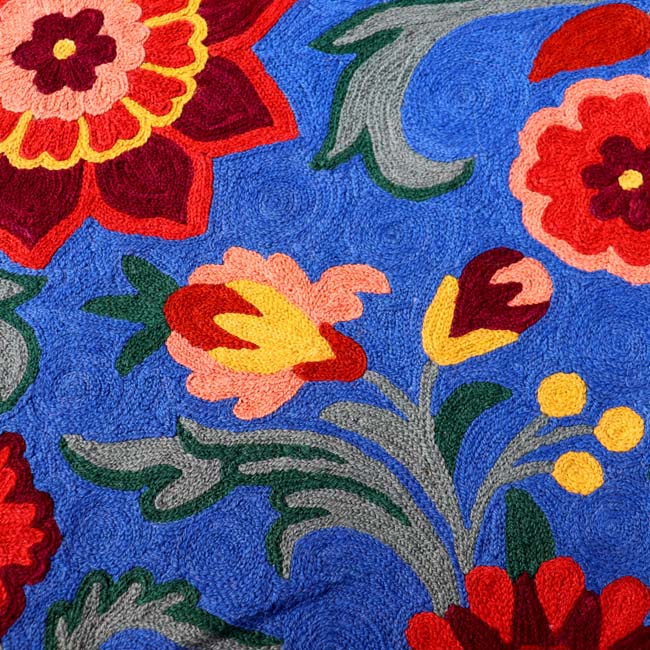 Royal Blue Hand Embroidered Chainstitch Rug