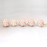 White & Red Snowflake Baubles - Papier Mache Christmas Decorations in Pack of 5