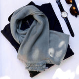 Fossil Grey Handwoven Pashmina Scarf For Men