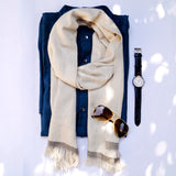Ivory Handwoven Pashmina Scarf For Men