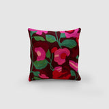 Nargis Hand Embroidered Chainstitch Cushion Cover Woollen Chocolate - Zaina by CtoK