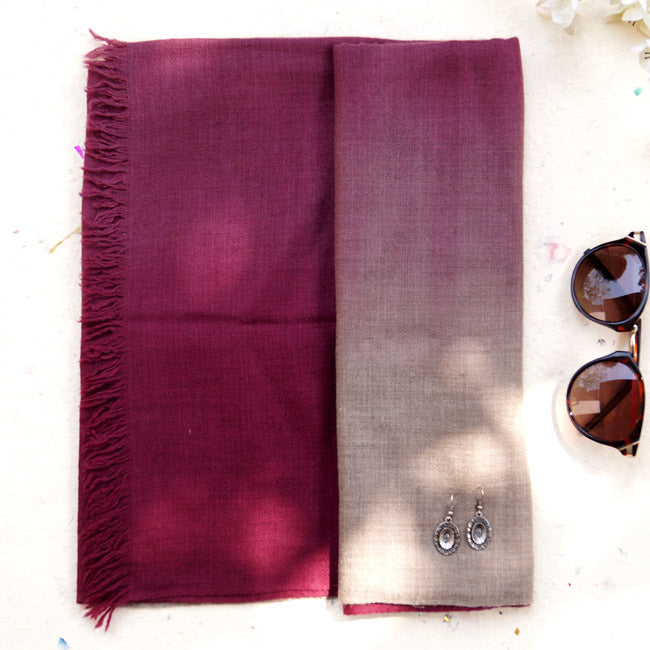 Wine Ombre Handwoven Pure Pashmina Stole