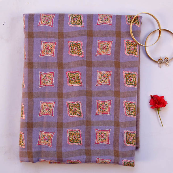 Checked Hand Embroidered Handwoven Pashmina Shawl