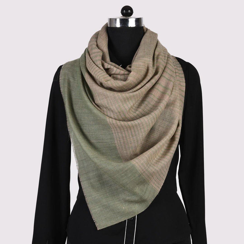 Natural Stripped Pure Handwoven Pashmina Stole - Zaina by CtoK