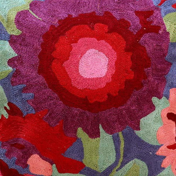 Gallardia Chainstitch Embroidery Cushion Cover Vivid Grey - Zaina by CtoK