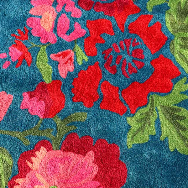 Royal Blue Hand Embroidered Chainstitch Rug