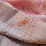 Blush Pink Ombre Check Sozni Embroidered Handwoven Pashmina Shawl