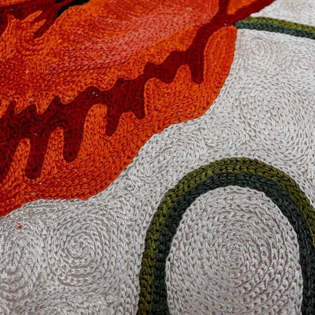 Pretty Poppy on White Hand Embroidered Chainstitch Cushion Cover - Zaina by CtoK