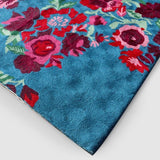 Persian Blue With Red Flowers Hand Embroidered Wool Chainstitch Rug - Zaina by CtoK
