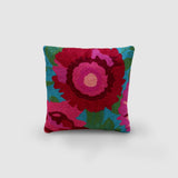 Gallardia Hand Embroidered Chainstitch Cushion Cover Woollen Fuchsia - Zaina by CtoK