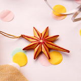 Eight Point Super Star - Red, Gold & Cream Papier Mache Christmas Decorations Pack of 3
