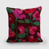 Nargis Hand Embroidered Woollen Chainstitch Cushion Cover Chocolate Brown - Zaina by CtoK