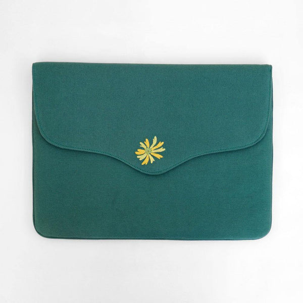 Bouquet - Aari Embroidered Laptop Sleeve Green - Zaina by CtoK
