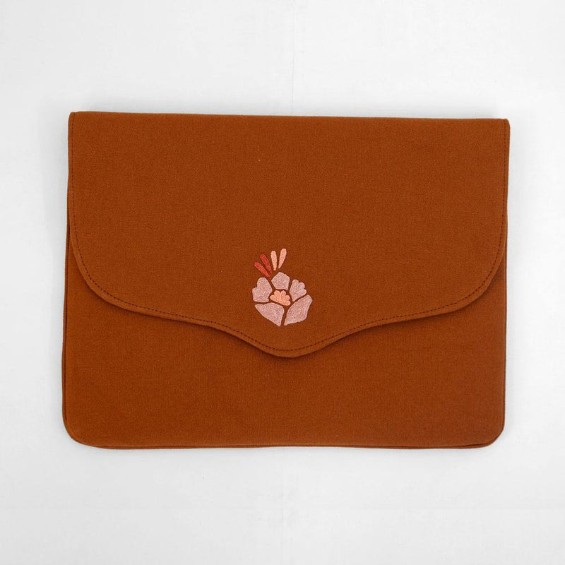 Corsage- Aari Embroidered Laptop Sleeve Brown - Zaina by CtoK