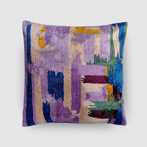 Dal Lake Hues Hand Embroidered Chainstitch Cushion Cover