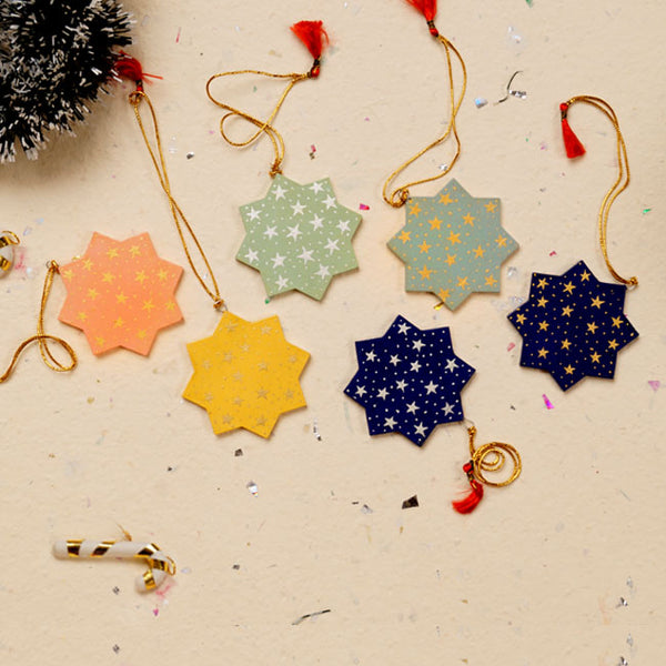 Assorted Christmassy Star Decorations in Pack of 6