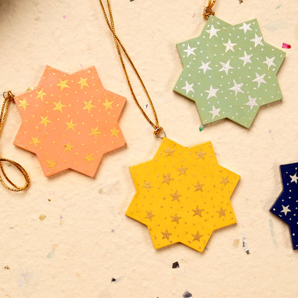 Assorted Christmassy Star Decorations in Pack of 6