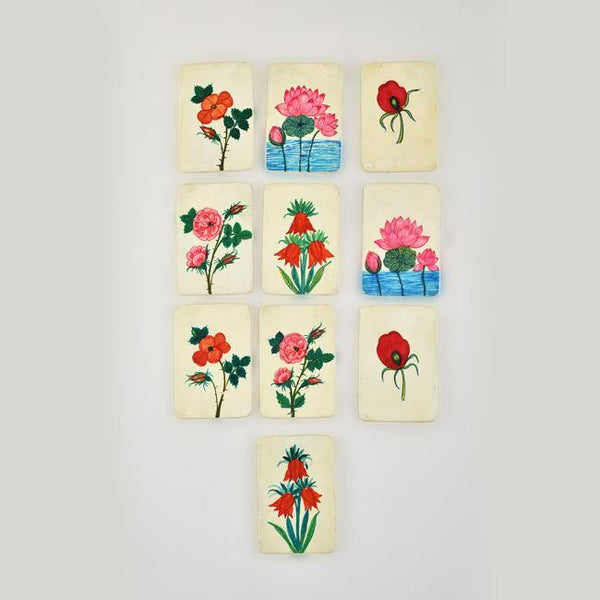Flowers of Kashmir - Papier Mache Memory Game Red - Zaina by CtoK