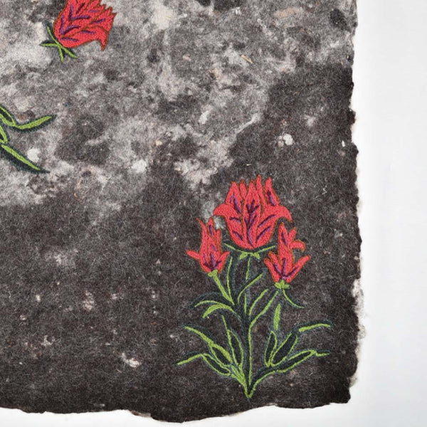 Tulip - Wool Hand Felted Ari Embroidered Kashmir Namda Rug - Zaina by CtoK