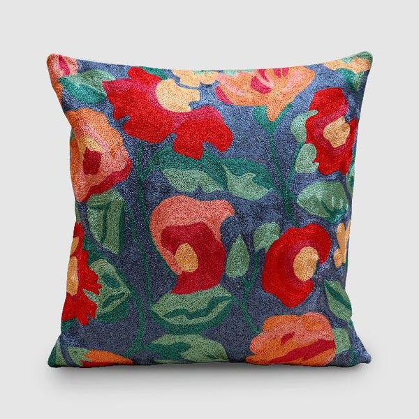 Nargis Chainstitch Embroidered Cushion Cover Vivid Grey - Zaina by CtoK