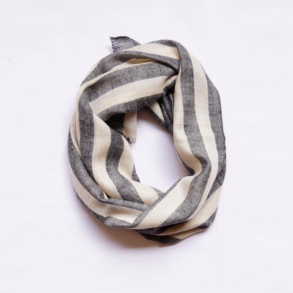 Ivory Striped Men's Pashmina Scarf - Zaina by CtoK