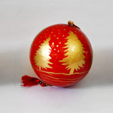 Christmassy Baubles, Red & Gold- Papier Mache Christmas Decorations in Pack of 5