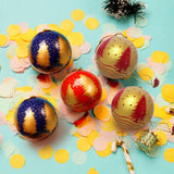 Christmassy Mixed Baubles - Gold, Red & Blue Papier Mache Christmas Decorations in Pack of 5