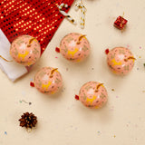 Reindeer Christmassy Baubles - Pastel Pink Papier Mache Christmas Decorations in Pack of 5