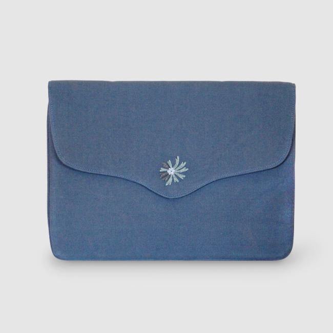 Bouquet - Aari Embroidered Laptop Sleeve Blue - Zaina by CtoK