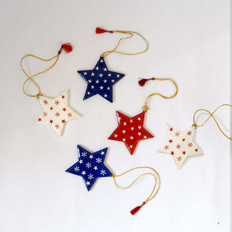Five Star Surprise- Papier Mache Christmas Decorations Pack of 5 - Zaina by CtoK