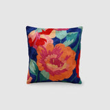 Hollyhock Chainstitch Embroidered Cushion Cover Navy Blue - Zaina by CtoK